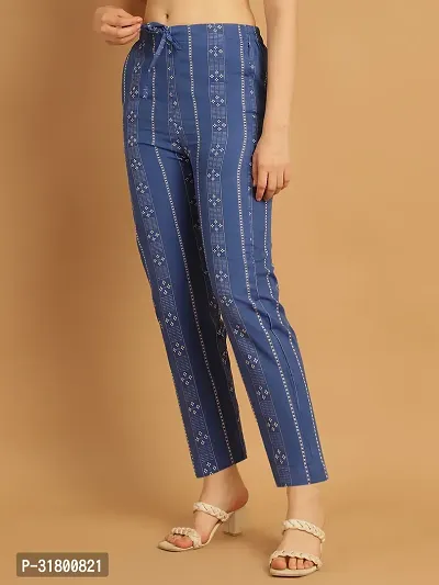 Enchanted Drapes Blue Printed Womens Cotton Pants-thumb2