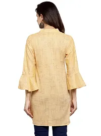 Enchanted Drapes Yellow Solid Women's Cotton Short Kurti-thumb4