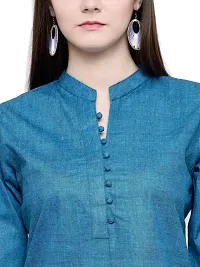 Enchanted Drapes Women's Blue Cotton Kurti (Size : 4XL) {EDKC0005}-thumb4