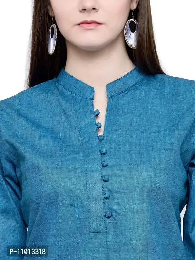 Enchanted Drapes Women's Blue Cotton Kurti (Size : 4XL) {EDKC0005}-thumb5