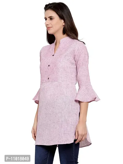 Enchanted Drapes Mauve Solid Women's Cotton Short Kurti-thumb3