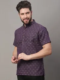 Purple Printed Mens Short Kurta-thumb3