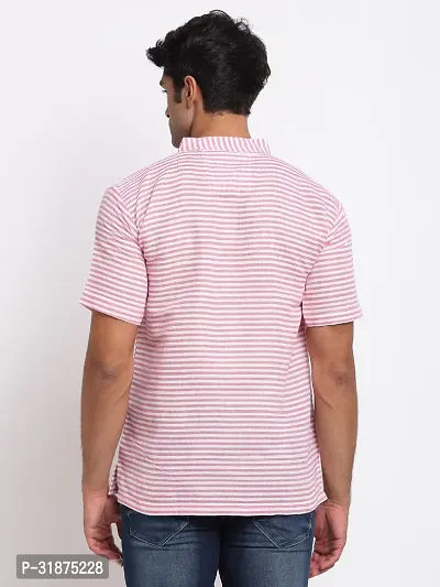 Pink Striped Mens Short Kurta-thumb3