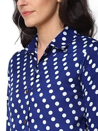 Enchanted Drapes Blue Polka Dot Crepe Women's Shirt (XS to 7XL)-thumb3