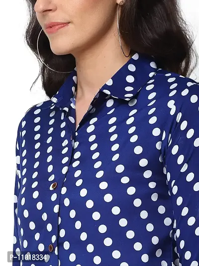 Enchanted Drapes Blue Polka Dot Crepe Women's Shirt (XS to 7XL)-thumb4