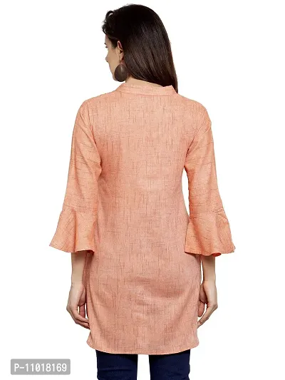 Enchanted Drapes Pink Solid Women's Cotton Short Kurti-thumb5