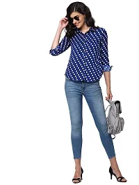 Enchanted Drapes Blue Polka Dot Crepe Women's Shirt (XS to 7XL)-thumb4