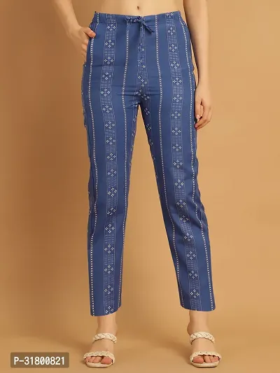 Enchanted Drapes Blue Printed Womens Cotton Pants