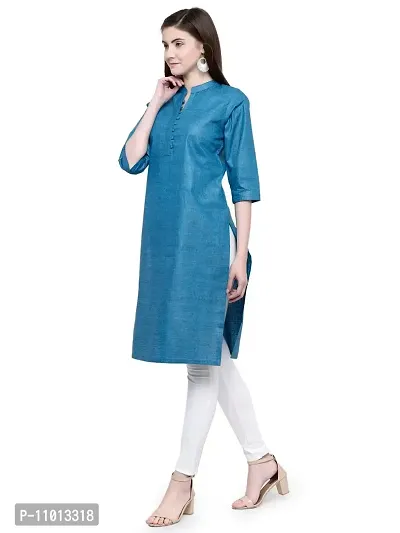 Enchanted Drapes Women's Blue Cotton Kurti (Size : 4XL) {EDKC0005}-thumb3