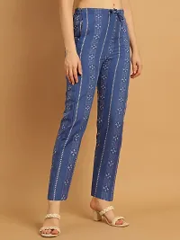 Enchanted Drapes Blue Printed Womens Cotton Pants-thumb2