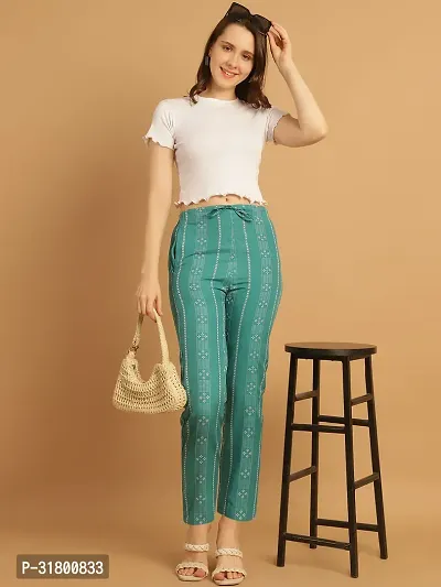 Enchanted Drapes Green Printed Womens Cotton Pants-thumb5