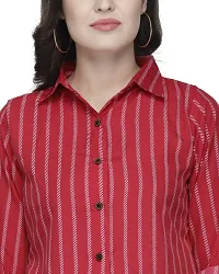 Enchanted Drapes Maroon Stripes Crepe Women's Shirt-thumb4