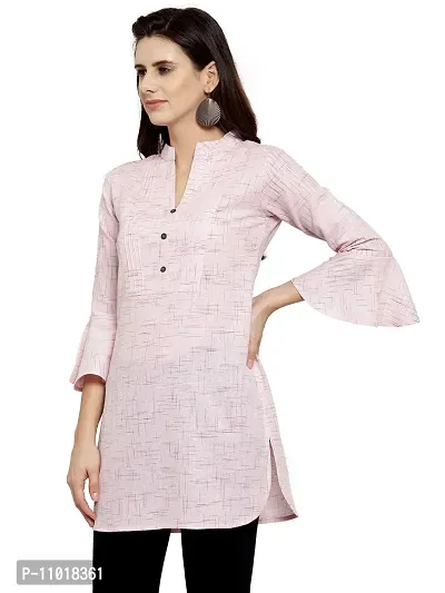 Enchanted Drapes Baby Pink Solid Women's Cotton Short Kurti-thumb3