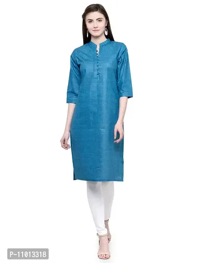 Enchanted Drapes Women's Blue Cotton Kurti (Size : 4XL) {EDKC0005}-thumb0