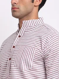 Violet Striped Mens Short Kurta-thumb3