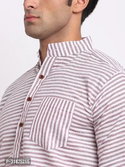 Violet Striped Mens Short Kurta-thumb4