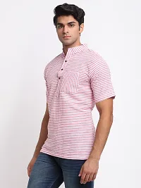 Pink Striped Mens Short Kurta-thumb1