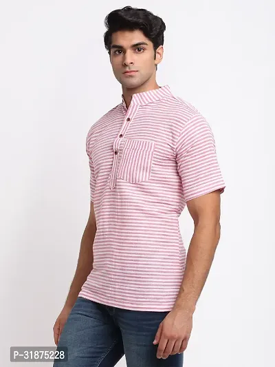 Pink Striped Mens Short Kurta-thumb2