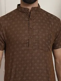 Brown Plus Printed Mens Short Kurta-thumb4