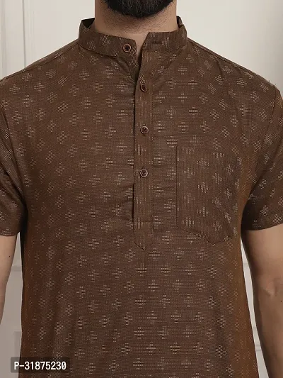 Brown Plus Printed Mens Short Kurta-thumb5