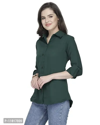 Enchanted Drapes Bottle Green American Crepe Women's Shirt-thumb3