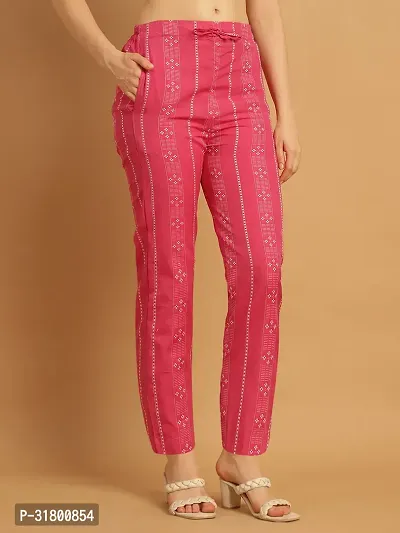 Enchanted Drapes Pink Printed Womens Cotton Pants-thumb3