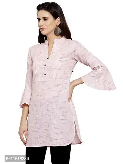 Enchanted Drapes Baby Pink Solid Women's Cotton Short Kurti-thumb3