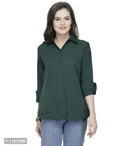 Enchanted Drapes Bottle Green American Crepe Women's Shirt-thumb2