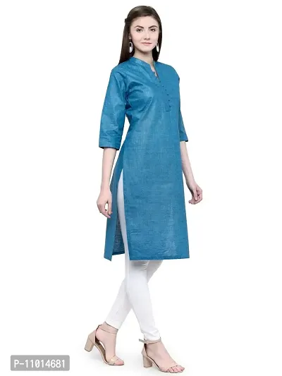 Enchanted Drapes Women's Blue Cotton Kurti (Size : 2XL) {EDKC0005}-thumb2