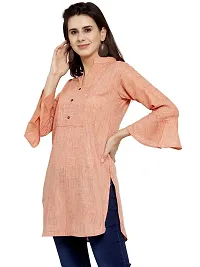 Enchanted Drapes Pink Solid Women's Cotton Short Kurti-thumb2