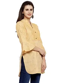 Enchanted Drapes Yellow Solid Women's Cotton Short Kurti-thumb1