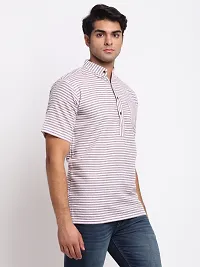 Violet Striped Mens Short Kurta-thumb1