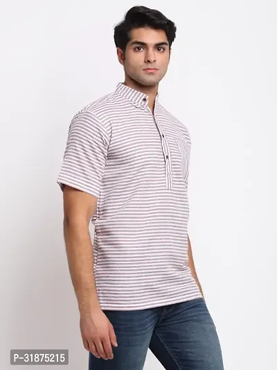 Violet Striped Mens Short Kurta-thumb2