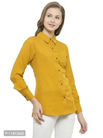 Enchanted Drapes Womens' Mustard Plain Crepe Ladies Shirt [Size: 6XL] {EDLSH0013}-thumb2