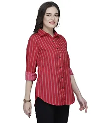 Enchanted Drapes Maroon Stripes Crepe Women's Shirt-thumb3