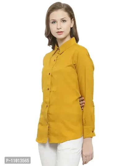 Enchanted Drapes Womens' Mustard Plain Crepe Ladies Shirt [Size: 6XL] {EDLSH0013}-thumb3