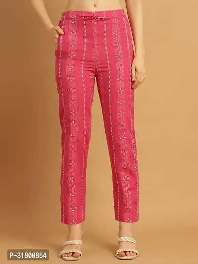 Enchanted Drapes Pink Printed Womens Cotton Pants