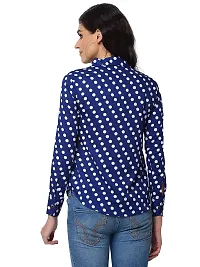 Enchanted Drapes Blue Polka Dot Crepe Women's Shirt (XS to 7XL)-thumb2