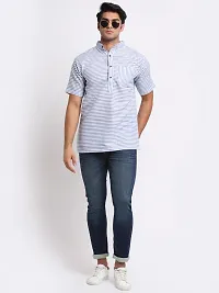 Blue Striped Mens Short Kurta-thumb4