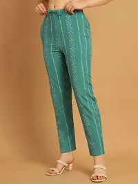 Enchanted Drapes Green Printed Womens Cotton Pants-thumb1