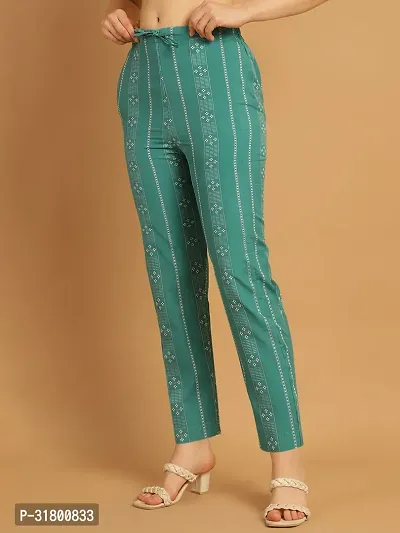 Enchanted Drapes Green Printed Womens Cotton Pants-thumb2