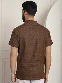 Brown Plus Printed Mens Short Kurta-thumb1