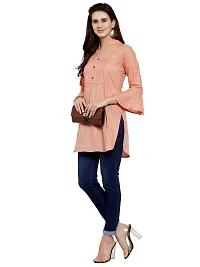 Enchanted Drapes Pink Solid Women's Cotton Short Kurti-thumb3