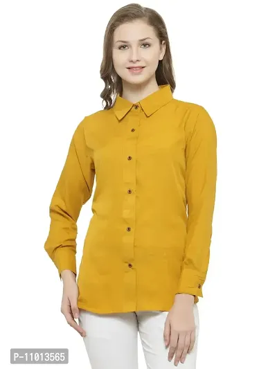 Enchanted Drapes Womens' Mustard Plain Crepe Ladies Shirt [Size: 6XL] {EDLSH0013}-thumb0