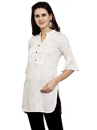 Enchanted Drapes White Solid Women's Cotton Short Kurti-thumb2