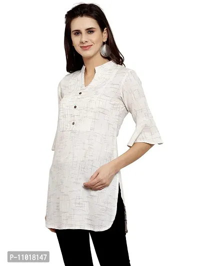 Enchanted Drapes White Solid Women's Cotton Short Kurti-thumb3