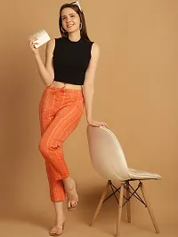 Enchanted Drapes Orange Printed Womens Cotton Pants-thumb3