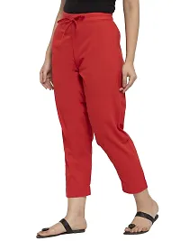 Red Solid Womens Cotton Pants-thumb1