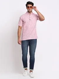 Pink Striped Mens Short Kurta-thumb4