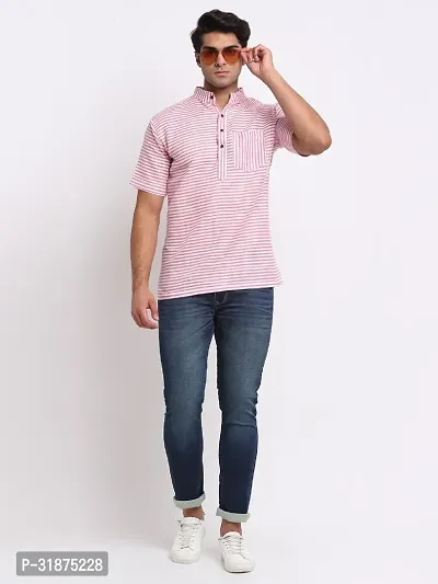 Pink Striped Mens Short Kurta-thumb5